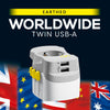Worldwide Adaptor + Twin USB-A