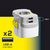 Worldwide Adaptor + Twin USB-A